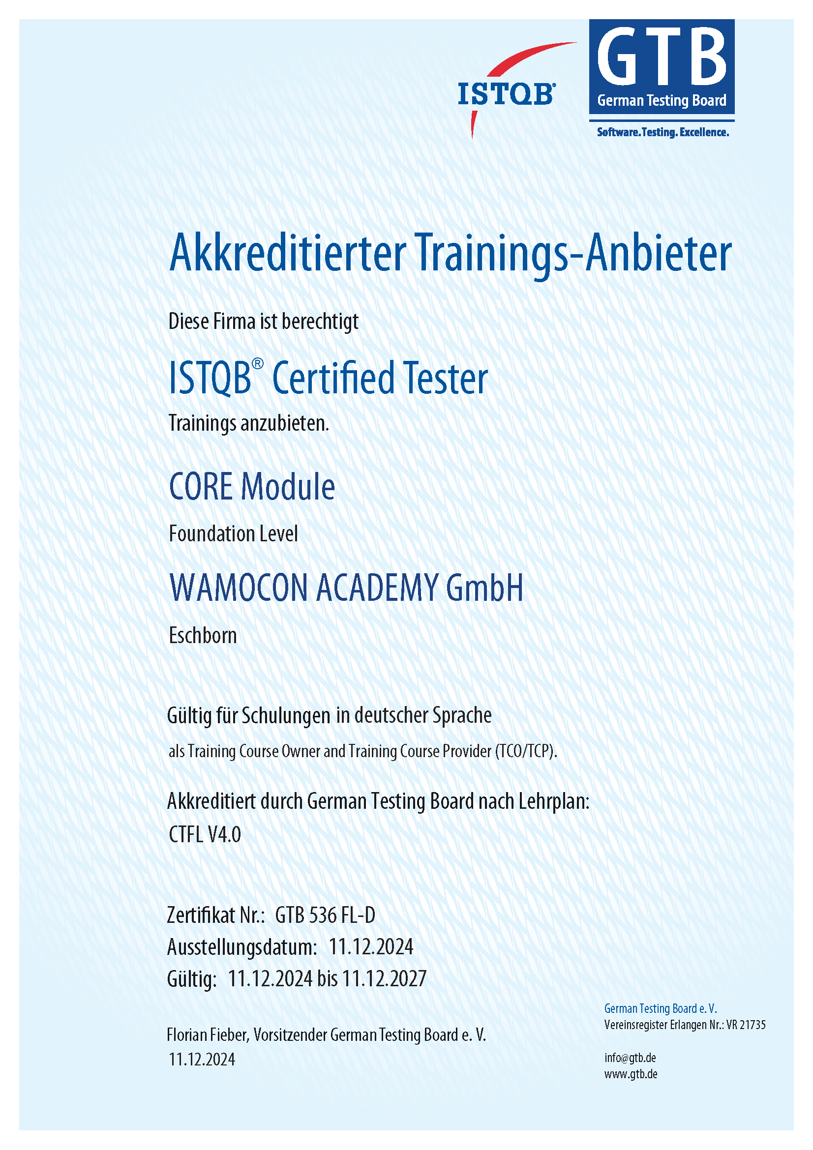 ISTQB® Accredited Training Provider - WAMOCON Academy